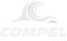 A logo featuring a stylized grey wave design above the word "COMPEL" in large grey letters, with "media" in smaller grey letters below it.