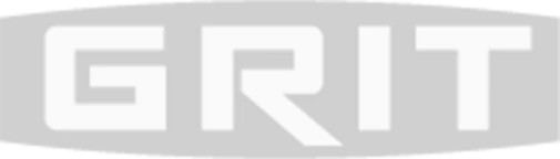 The main subject is the word "GRIT" in white, bold, sans-serif capital letters, centered on a dark gray, horizontally elongated oval background.