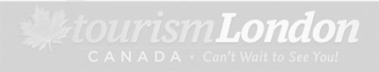 A black and white logo for "tourismLondon" features a maple leaf to the left of the text, with "CANADA" and "Can't Wait to See You!" printed below.