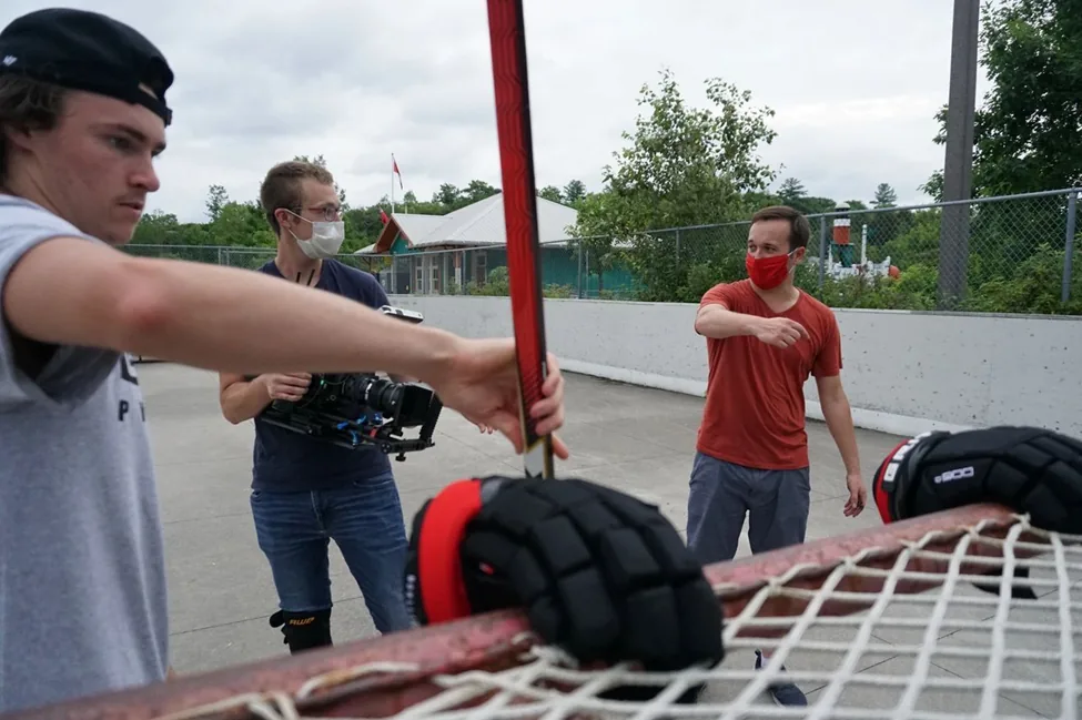 Derek Lamoureux and Nik Pilecki on the Bizbio GRIT shoot directing Zac Bell